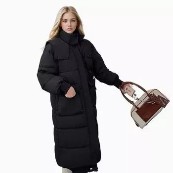 Женская длинная хлопковая куртка, женская однотонная теплая парка с высоким воротником, пальто, женская утепленная куртка с подкладкой, женская верхняя одежда S чёрный