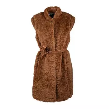 Женская длинная куртка без рукавов из синтетического меха OAKWOOD M коричневый