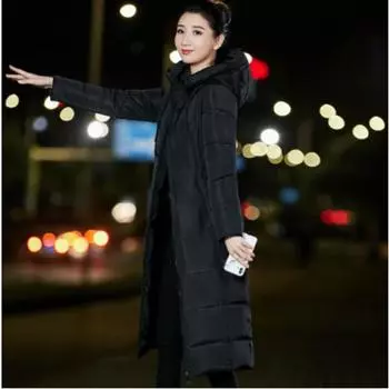 Женская длинная куртка-пуховик с капюшоном, стеганая парка, верхняя одежда, зимняя теплая одежда M серый