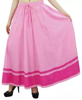 Женская длинная макси-юбка Bimba с контрастной каймой Юбка в стиле бохо с резинкой Large зелёный