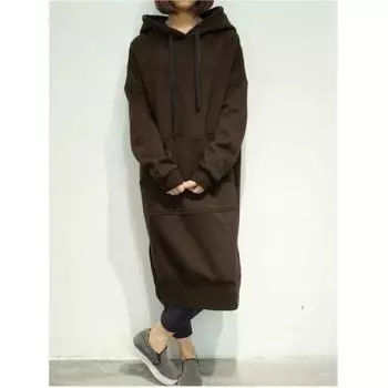 Женская длинная повседневная толстовка с капюшоном, однотонная куртка-пуловер с длинными рукавами 5XL чёрный