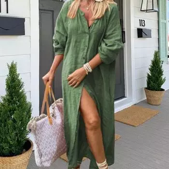 Женская длинная рубашка с круглым вырезом и длинным рукавом, однобортная рубашка, однотонная, свободная, повседневная, универсальная рубашка S