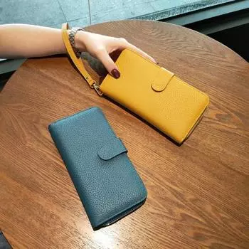 Женская длинная сумка из натуральной кожи: Стильный, простой, многофункциональный двойной кошелек