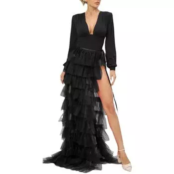 Женская длинная юбка-пачка из тюля, многослойная, с оборками, эластичная, сетчатая, коктейльная юбка для пляжа и улицы One Size белый