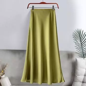 Женская длинная юбка с эластичной высокой талией и гладкой поверхностью, юбка-рыбий хвост M розовый