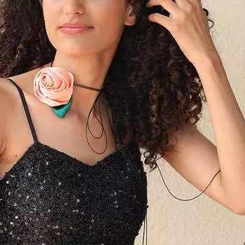 Женская длинная веревка с большим цветочным колье-колье, ожерелье-цепочка на шнуровке фиолетовый