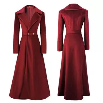 Женская длинная ветровка, темперамент, однотонная бархатная куртка на пуговицах с длинными рукавами XL винный