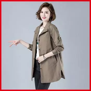 Женская длинная ветрозащитная куртка больших размеров, ветрозащитная куртка, повседневная куртка с легким воротником-стойкой 7XL серый