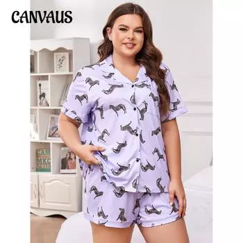 Женская домашняя одежда больших размеров, свободные повседневные шорты с короткими рукавами, пижамный костюм 1XL фиолетовый