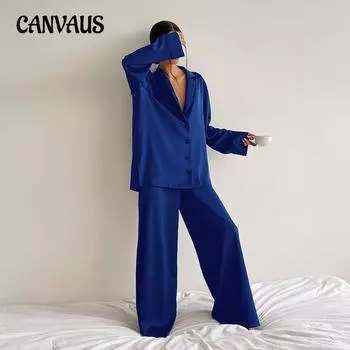 Женская домашняя одежда, имитация шелковой пижамы, свободный пижамный костюм из ледяного шелка S фиолетовый