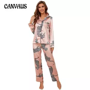 Женская домашняя одежда осень-зима рубашка с длинными рукавами и длинными брюками костюм пижама S оранжевый