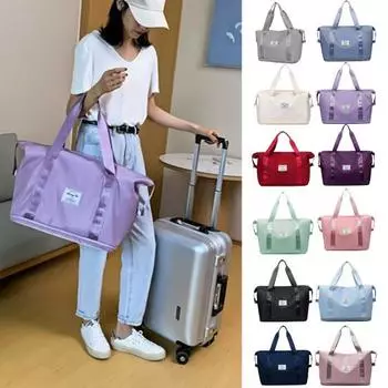 Женская дорожная сумка 20-35 л, большая вместительная застежка-молния, выдвижное дно, прочная строчка, выдерживает большую нагрузку, складная вещевая сумка, сумка на плечо, ночная сумка озеро синий