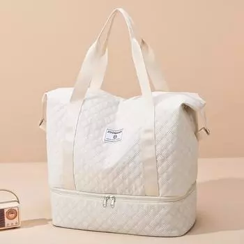 Женская дорожная сумка для фитнеса, ромбовидная сумка для хранения, дорожная сумка для путешествий, мужская легкая сумка на плечо для багажа бежевый