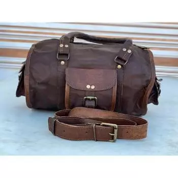 Женская дорожная сумка из коровьей кожи, спортивная сумка через плечо, сумка для выходных дней 13 X 8 X 8 in коричневый