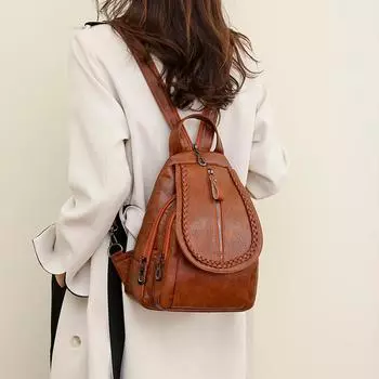 Женская дорожная сумка из мягкой кожи из искусственной кожи в стиле ретро 25*14*31 чёрный