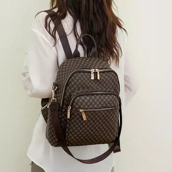 Женская дорожная сумка-рюкзак с принтом коричневый