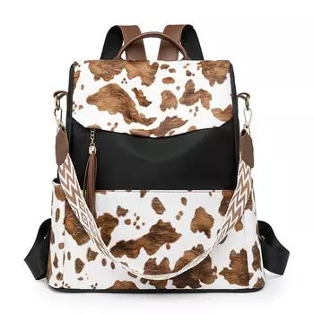 Женская дорожная сумка с принтом, рюкзак, рюкзак большой вместимости, многофункциональная сумка через плечо коричневый/чёрный