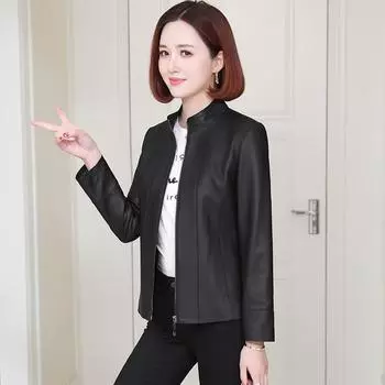 Женская дубленка из натуральной кожи, весна и осень, новый стиль, пальто для мам среднего и маленького возраста, кожаная куртка, короткий стиль L