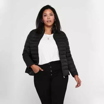 Женская дутая куртка ONLY CARMAKOMA с длинными рукавами и воротником-стойкой 50/52 чёрный