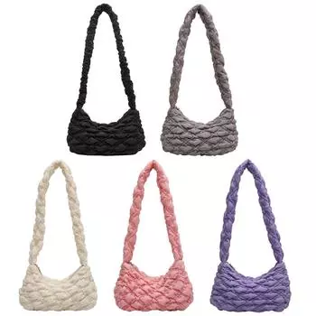 Женская дутая сумка через подмышку, легкая сумка под мышкой, женская сумка для поездок на работу из сахарной ваты фиолетовый