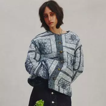Женская двухсторонняя куртка с принтом, модное однобортное пальто с длинным рукавом, осень-зима, свободная утепленная верхняя одежда с круглым вырезом S