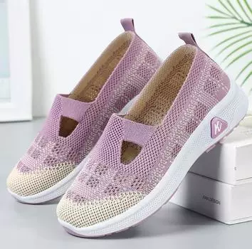 Женская дышащая и удобная обувь, модные тканевые вязаные кроссовки, туфли на плоской подошве, женская обувь, обувь для вождения 41 коричневый