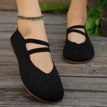 Женская дышащая обувь на плоской подошве с сеткой, новые весенние однотонные лоферы с острым носком, женские повседневные туфли без шнуровки на плоской подошве с мягкой подошвой 36 чёрный