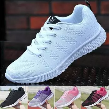 Женская дышащая обувь, повседневные кроссовки для бега на нижней подошве 35 серый/розовый