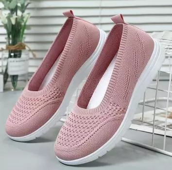 Женская дышащая удобная обувь без шнуровки, тканевые вязаные кроссовки, туфли на плоской подошве, женская обувь, обувь для вождения, лоферы 41 серый