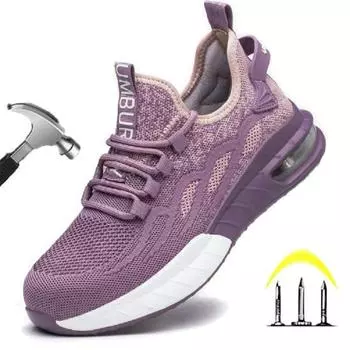 Женская дышащая защитная обувь со стальным носком, рабочие защитные ботинки, устойчивые к проколам спортивные рабочие кроссовки, строительные защитные ботинки 40 розовый