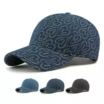 Женская джинсовая бейсболка Love Jacquard Cap Солнцезащитная шляпа чёрный