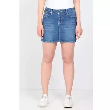 Женская Джинсовая Короткая Юбка Голубая