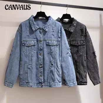 Женская джинсовая куртка больших размеров, весенне-осенняя тонкая джинсовая куртка, свободные куртки, топы 2XL синий