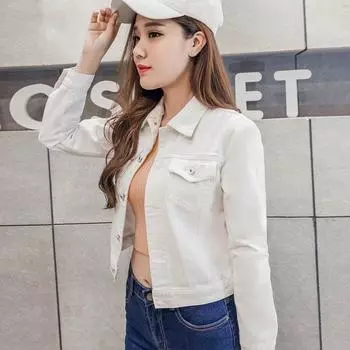 Женская джинсовая куртка, короткие джинсы, пальто, женские куртки, топы с отложным воротником, тонкий джинсовый топ S красный