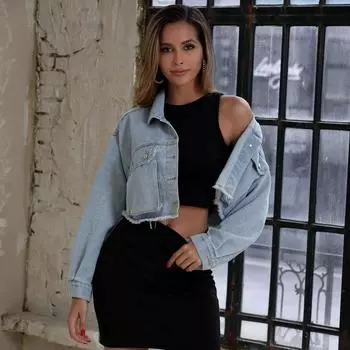 Женская джинсовая куртка на пуговицах с длинным рукавом, повседневное пальто, верхняя одежда L синий