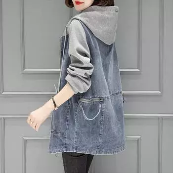 Женская джинсовая куртка на весну и осень, корейская версия, повседневная короткая маленькая бейсбольная форма, верхняя одежда больших размеров XXXL