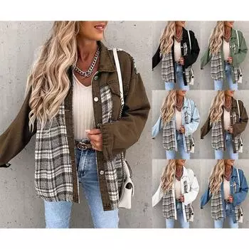 Женская джинсовая куртка на весну и осень, рубашка в клетку с длинными рукавами, куртка на пуговицах, топ XXL белый