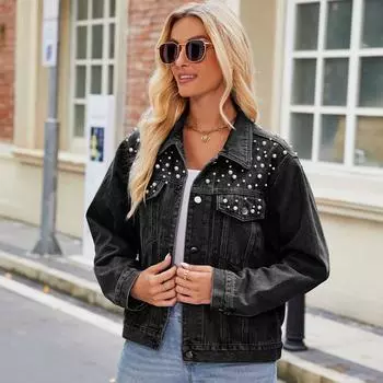 Женская джинсовая куртка с длинными рукавами, облегающая, весна-осень, укороченная, с курткой-топом S