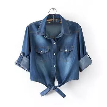 Женская джинсовая куртка средней длины с рукавами Тонкая короткая джинсовая куртка 6XL
