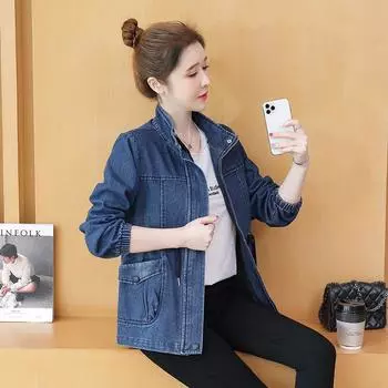 Женская джинсовая куртка весна-осень Женское джинсовое пальто S синий