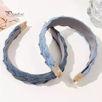 Женская джинсовая повязка на голову с широким узлом, обруч для волос с широкими полями, повязка для волос в стиле ретро, повседневные вечерние аксессуары для волос A