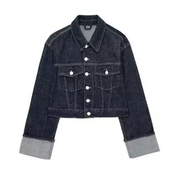 Женская джинсовая синяя верхняя одежда с карманами, модная винтажная однобортная куртка с лацканами и длинными рукавами, женские шикарные женские наряды XS синий