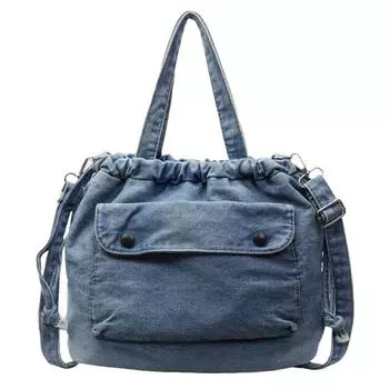 Женская джинсовая сумка, большая вместительная сумка через плечо, сумка для поездок на работу и обратно светло-синий