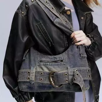 Женская джинсовая сумка большой вместимости, сумка через плечо на одно плечо