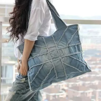 Женская джинсовая сумка через плечо Большая сумка для фитнеса Сумка для мам Дорожная сумка для отдыха