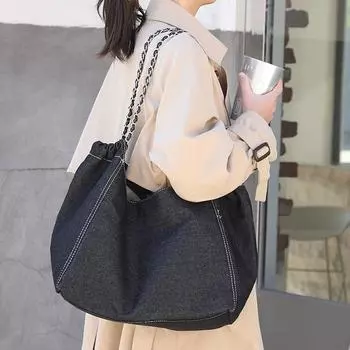 Женская джинсовая сумка через плечо, повседневные сумки через плечо из денима, женская сумка для покупок из денима