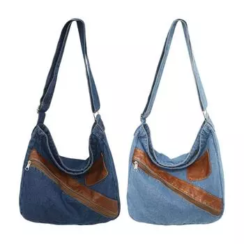 Женская джинсовая сумка для покупок, сумки-мессенджеры, большая сумка через плечо, сумка через плечо #F темно-синий