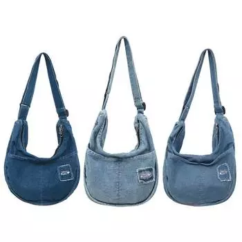 Женская джинсовая сумка-хобо, складная джинсовая сумка для мобильного телефона, многофункциональная регулируемая сумка через плечо, женская модная сумка для девочек светло-синий