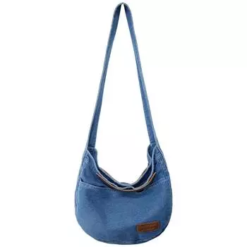 Женская джинсовая сумка-мессенджер, легкая модная сумка-хобо, универсальная сумка большой емкости, повседневная мягкая сумка-саквояж темно-синий