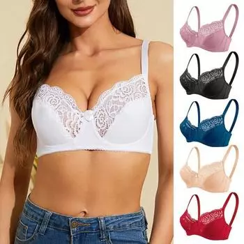 Женская европейская и американская мода, сексуальный бюстгальтер на косточках с подушечками 3/4, регулируемые бретели, бюстгальтер с кружевной строчкой, тонкое дышащее нижнее белье с эффектом пуш-ап L абрикосовый